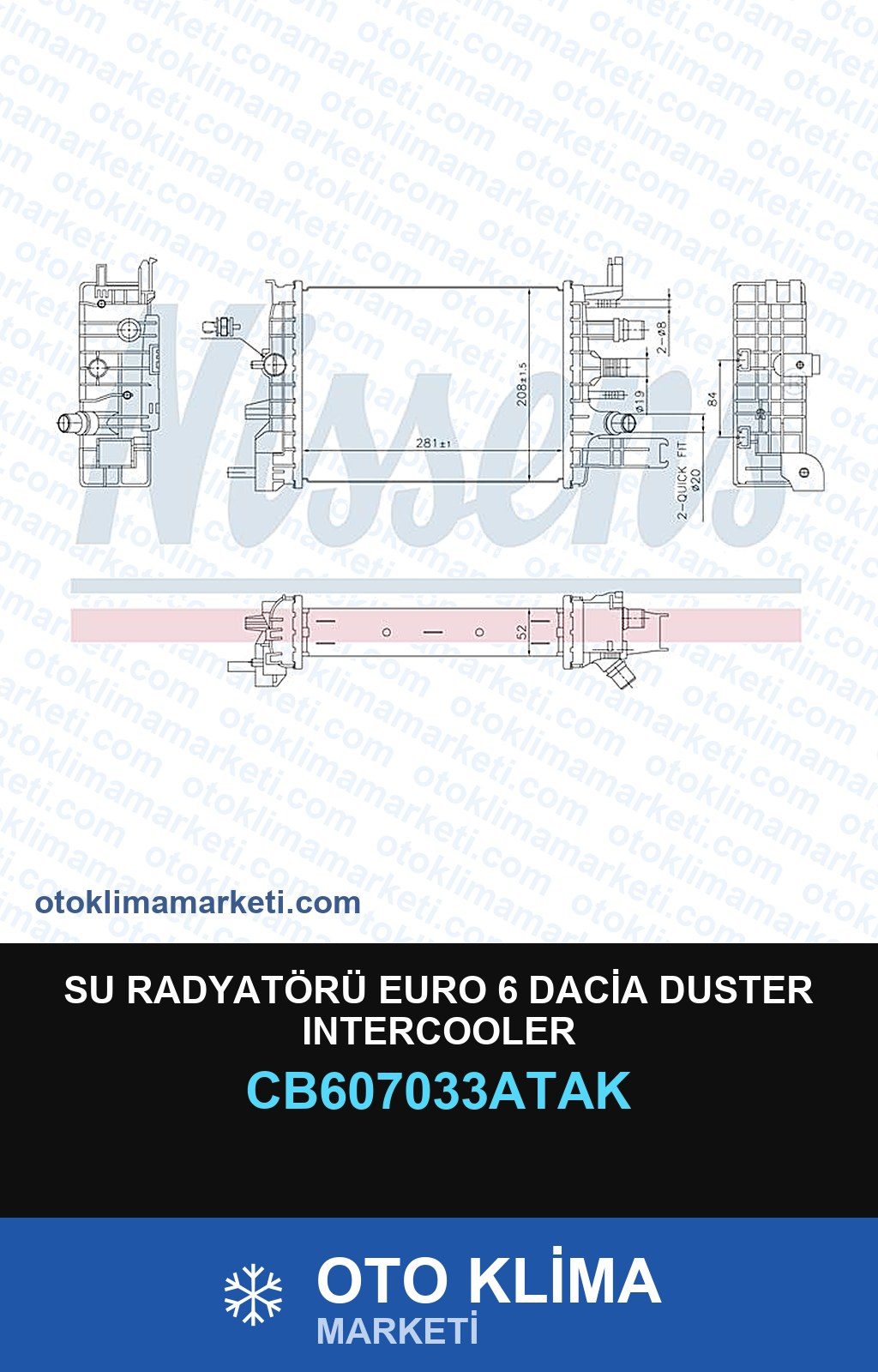 Su Radyatörü Euro 6 Dacia Duster Intercooler — SU RADYATÖRÜ — VEKA marka — Uyumlu: DACIA