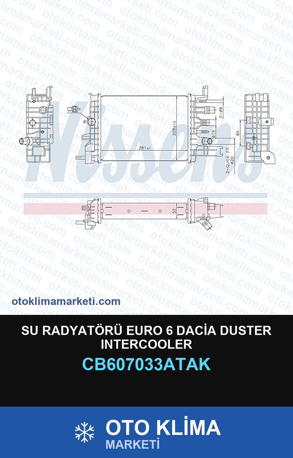 Su Radyatörü Euro 6 Dacia Duster Intercooler — SU RADYATÖRÜ — VEKA marka — Uyumlu: DACIA