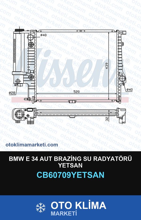 BMW E 34 Aut Brazing Su Radyatörü Yetsan — SU RADYATÖRÜ — YETSAN marka — Uyumlu: BMW