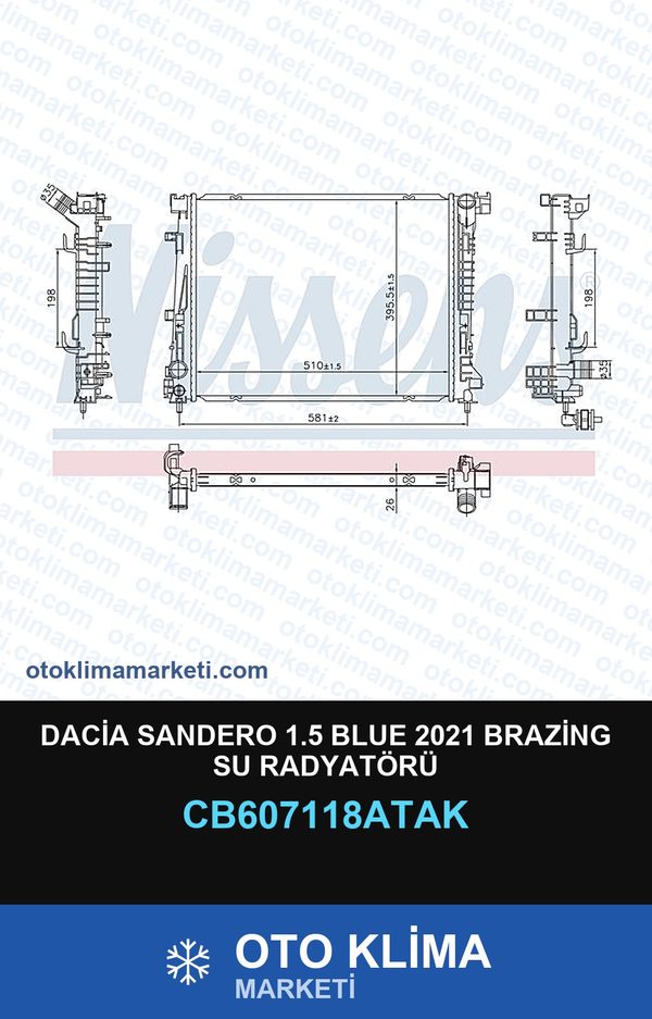 Dacia Sandero 1.5 Blue 2021 Brazing Su Radyatörü — SU RADYATÖRÜ — VEKA marka — Uyumlu: DACIA