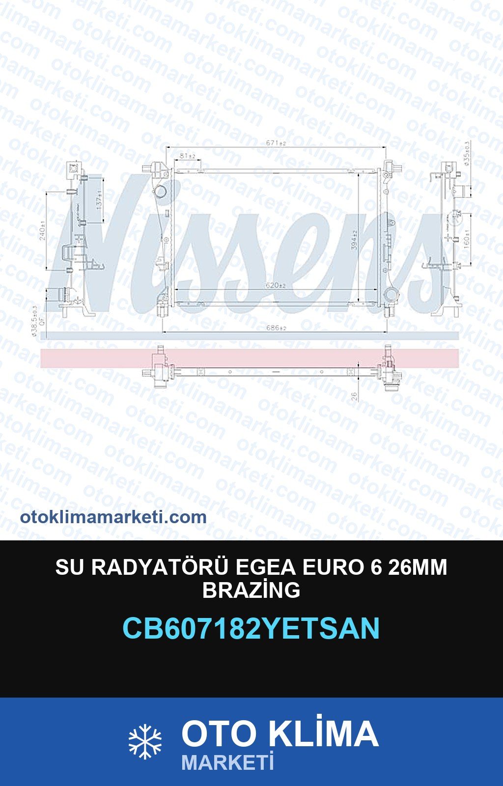 Su Radyatörü Egea Euro 6 26MM Brazing — SU RADYATÖRÜ — YETSAN marka
