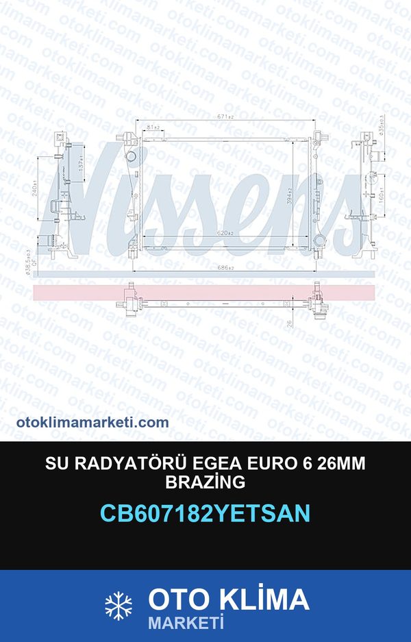 Su Radyatörü Egea Euro 6 26MM Brazing — SU RADYATÖRÜ — YETSAN marka