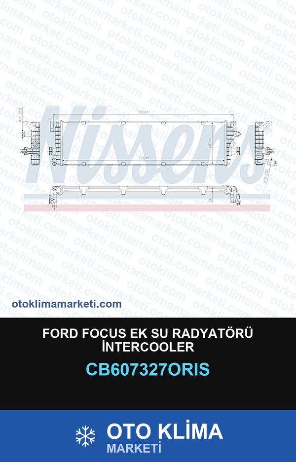 Ford Focus Ek Su Radyatörü İntercooler — SU RADYATÖRÜ — ORİS marka — Uyumlu: FORD