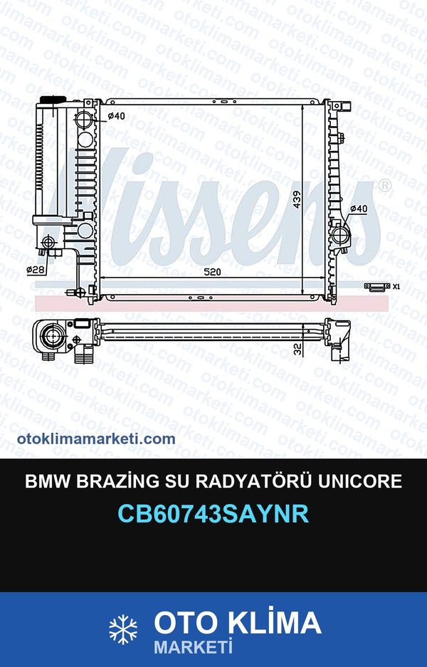 BMW Brazing Su Radyatörü Unicore — SU RADYATÖRÜ — UNICORE marka — Uyumlu: BMW