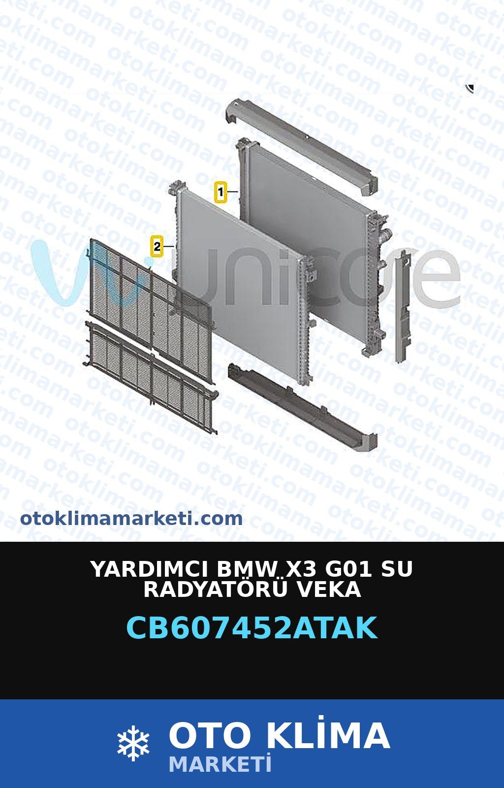 Yardımcı BMW X3 G01 Su Radyatörü Veka — SU RADYATÖRÜ — VEKA marka — Uyumlu: BMW
