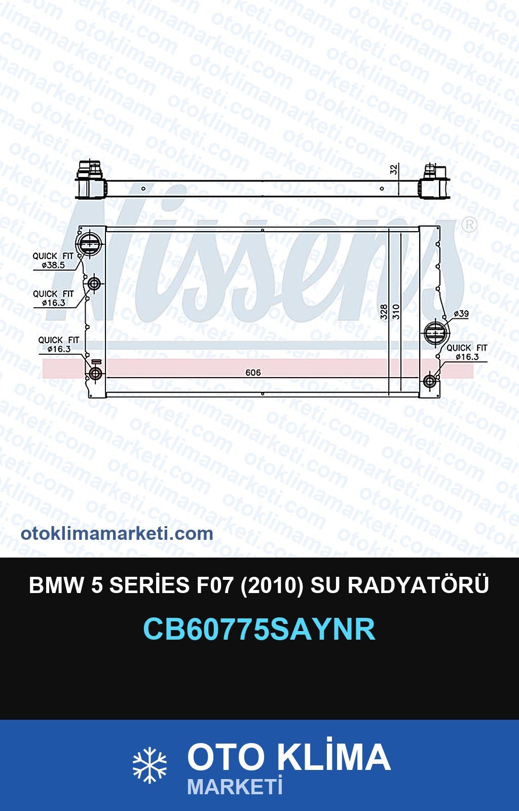 BMW 5 Series F07 (2010) Su Radyatörü — SU RADYATÖRÜ — UNICORE marka — Uyumlu: BMW