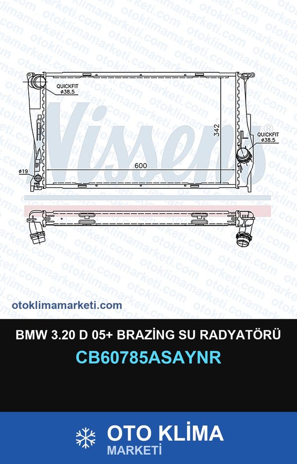 BMW 3.20 D 05+ Brazing Su Radyatörü — SU RADYATÖRÜ — UNICORE marka — Uyumlu: BMW