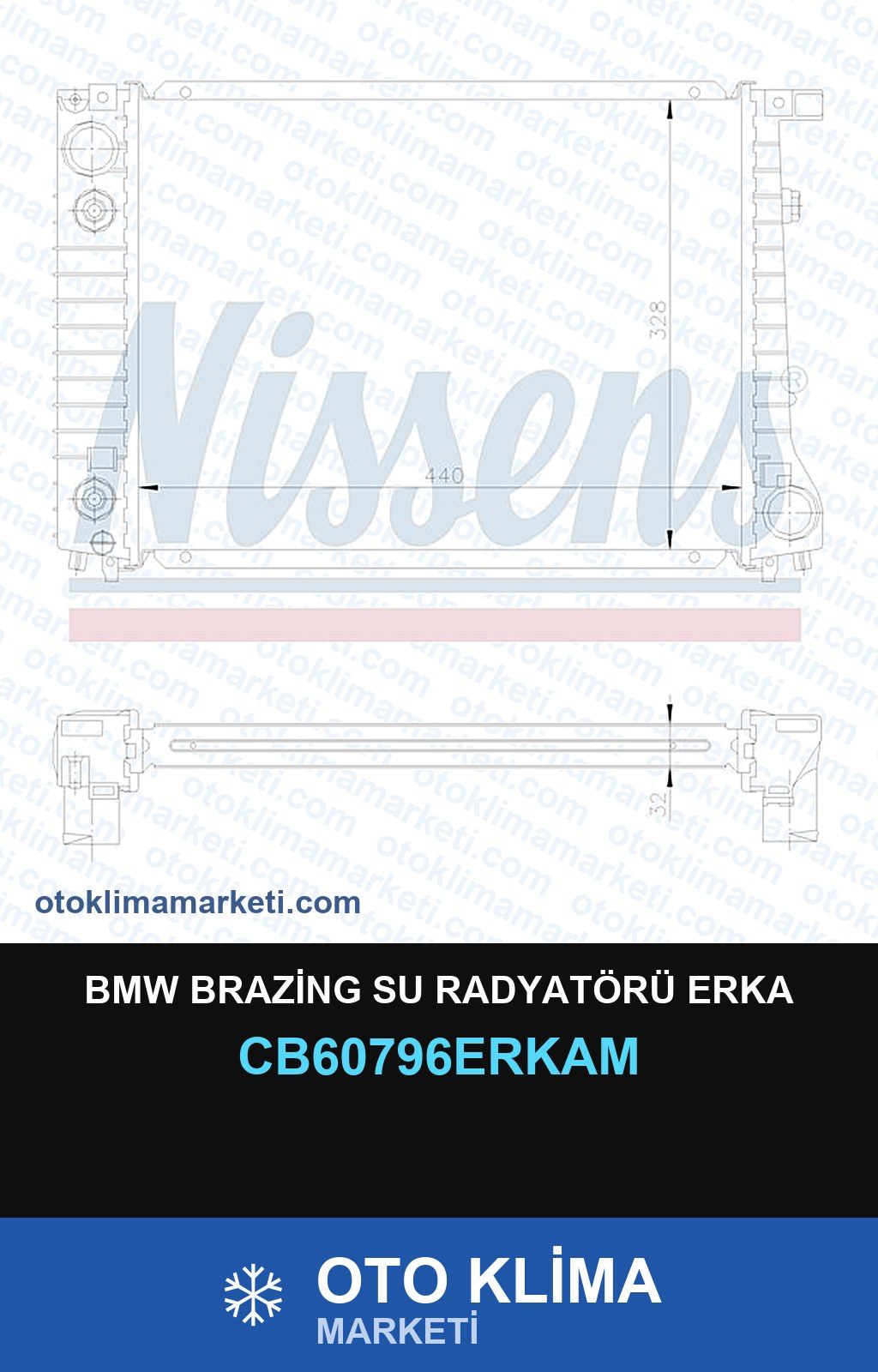 BMW Brazing Su Radyatörü Erka — SU RADYATÖRÜ — ERKA marka — Uyumlu: BMW