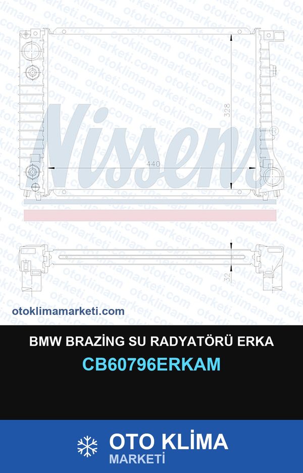 BMW Brazing Su Radyatörü Erka — SU RADYATÖRÜ — ERKA marka — Uyumlu: BMW