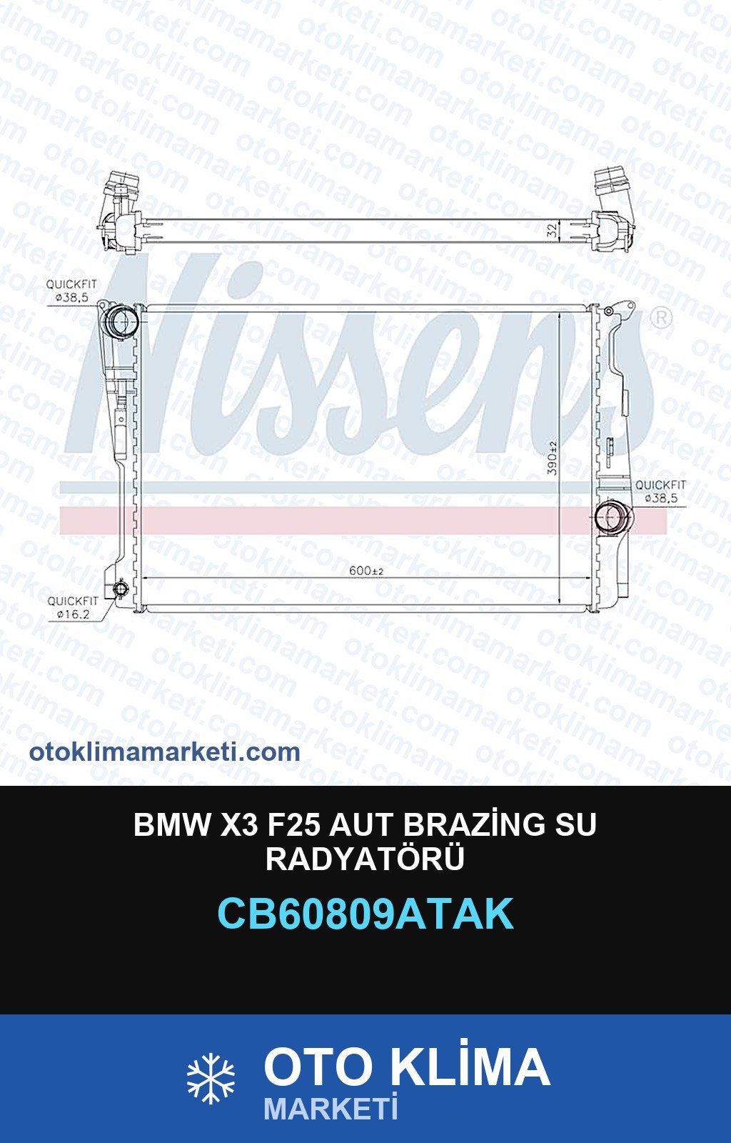 BMW X3 F25 Aut Brazing Su Radyatörü — SU RADYATÖRÜ — VEKA marka — Uyumlu: BMW