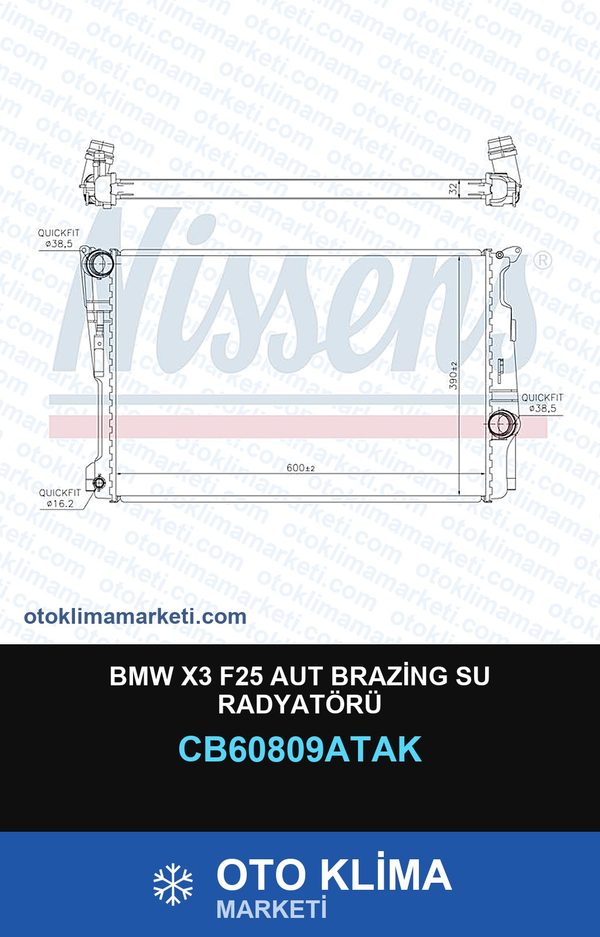 BMW X3 F25 Aut Brazing Su Radyatörü — SU RADYATÖRÜ — VEKA marka — Uyumlu: BMW