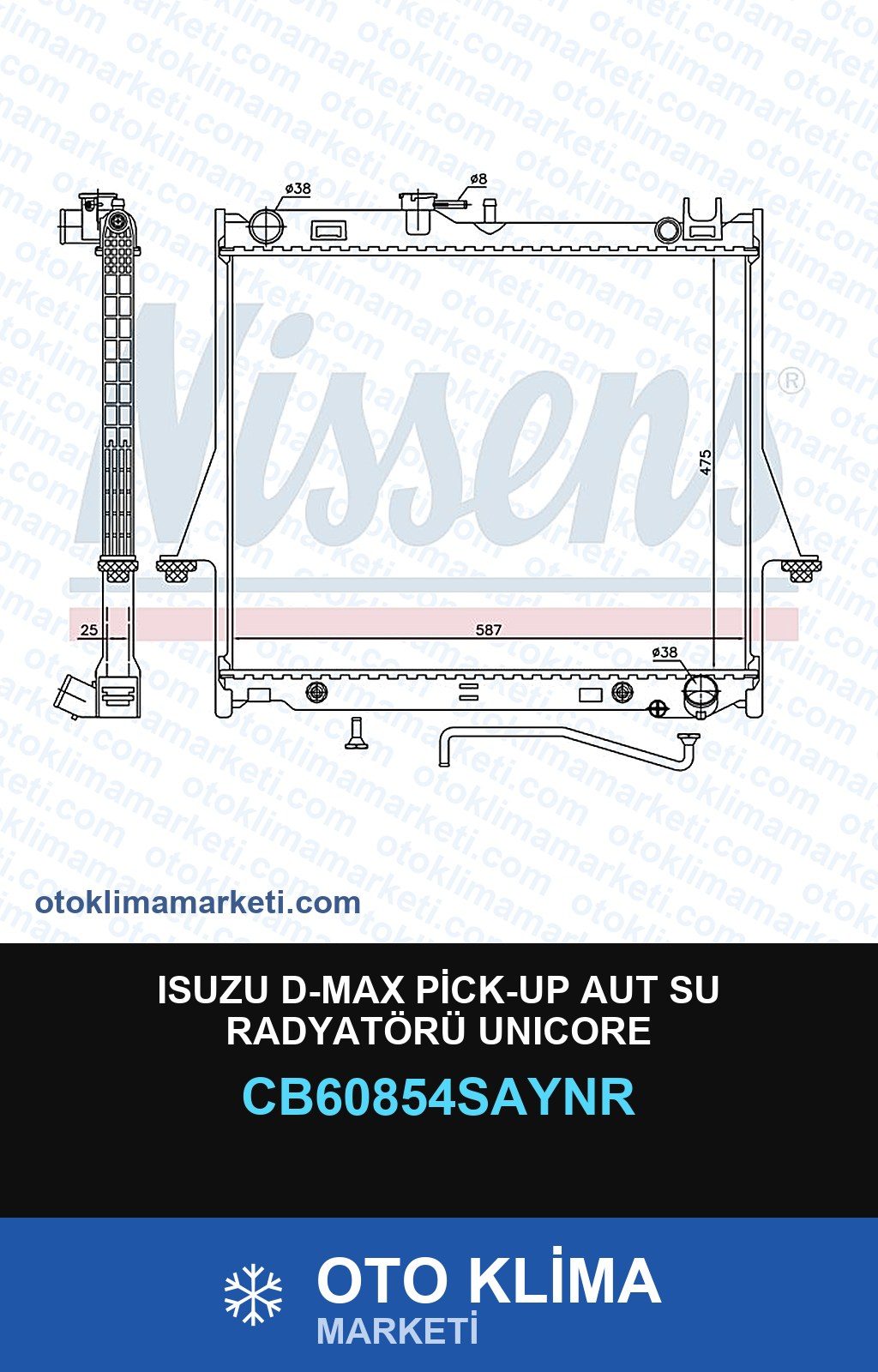 Isuzu D-Max Pick-Up Aut Su Radyatörü Unicore — SU RADYATÖRÜ — UNICORE marka — Uyumlu: ISUZU