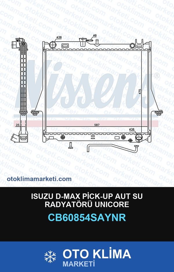Isuzu D-Max Pick-Up Aut Su Radyatörü Unicore — SU RADYATÖRÜ — UNICORE marka — Uyumlu: ISUZU