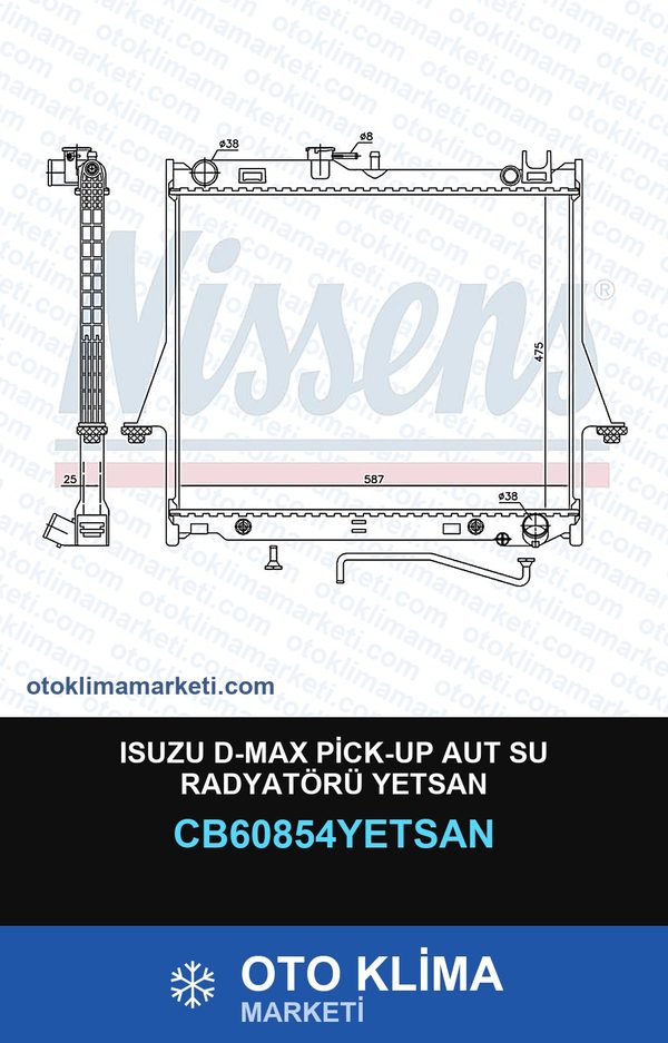 Isuzu D-Max Pick-Up Aut Su Radyatörü Yetsan — SU RADYATÖRÜ — YETSAN marka — Uyumlu: ISUZU