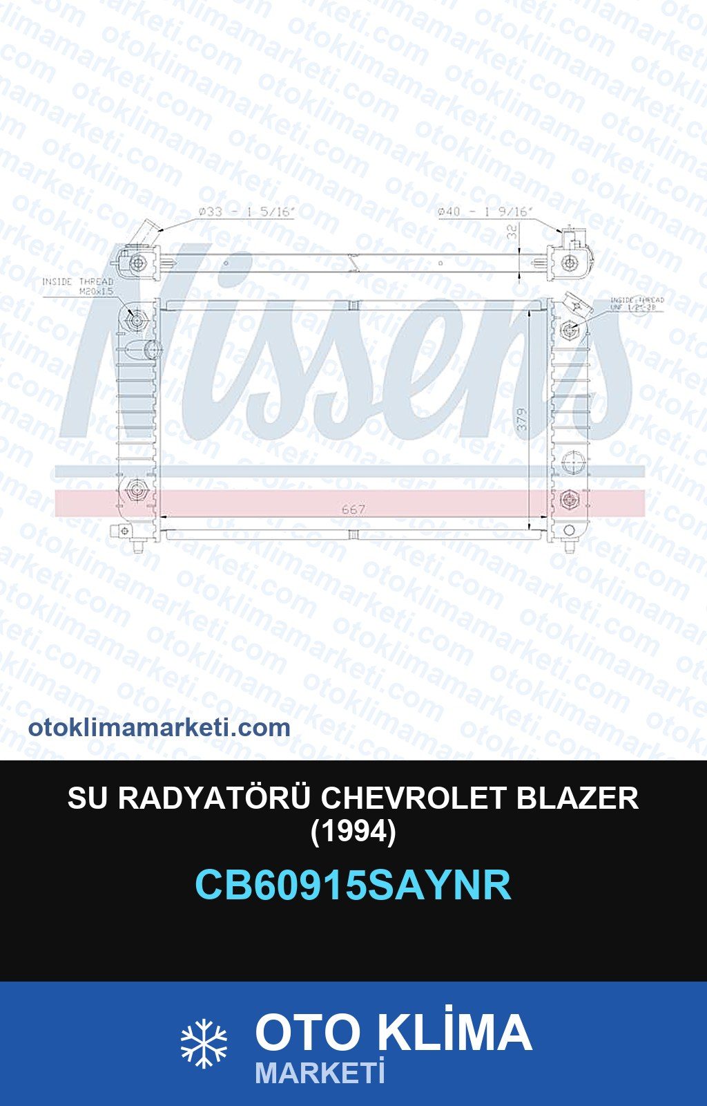Su Radyatörü Chevrolet Blazer (1994) — SU RADYATÖRÜ — UNICORE marka — Uyumlu: CHEVROLET