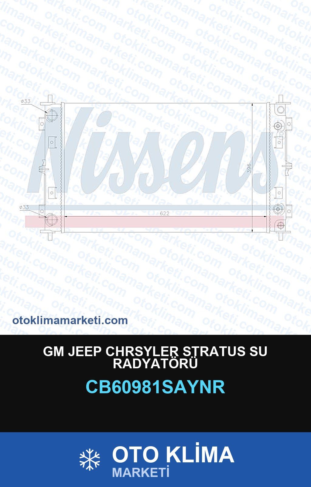 GM Jeep Chrsyler Stratus Su Radyatörü — SU RADYATÖRÜ — UNICORE marka — Uyumlu: JEEP