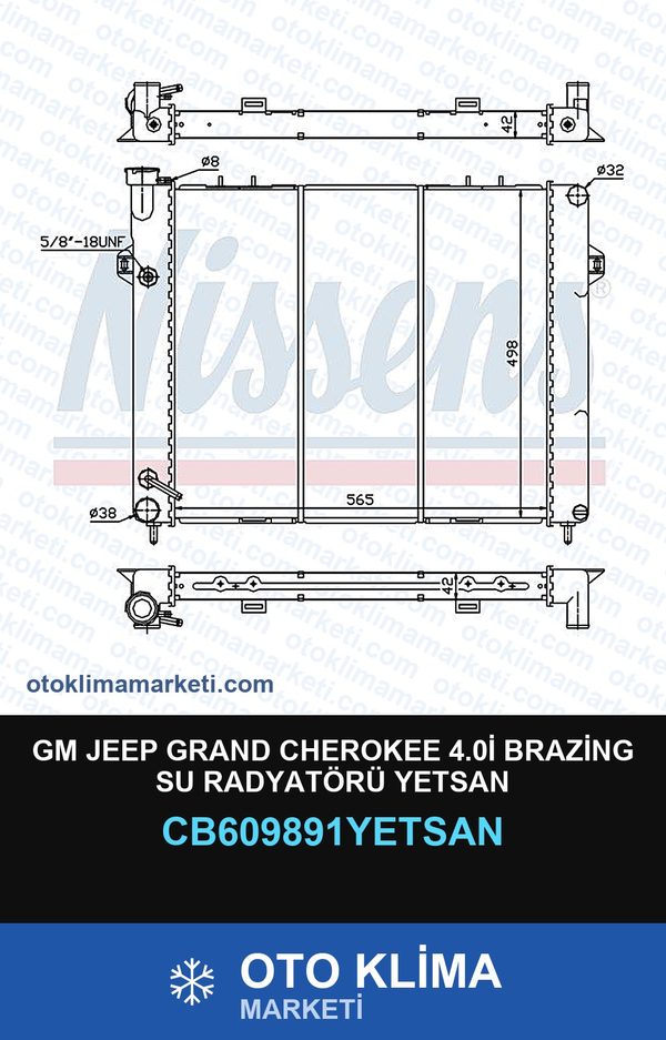 GM Jeep Grand Cherokee 4.0İ Brazing Su Radyatörü Yetsan — SU RADYATÖRÜ — YETSAN marka — Uyumlu: JEEP