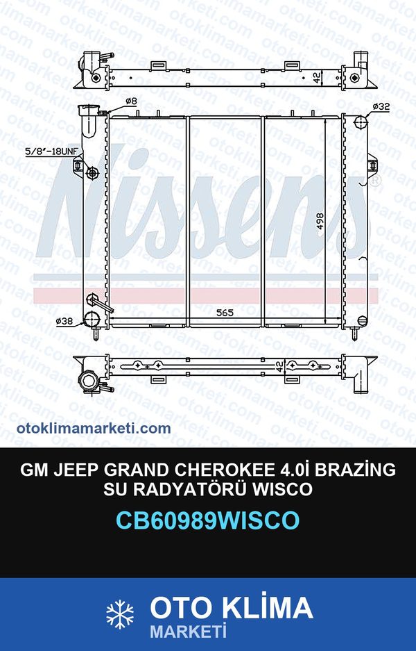 GM Jeep Grand Cherokee 4.0İ Brazing Su Radyatörü Wisco — SU RADYATÖRÜ — WISCO marka — Uyumlu: JEEP