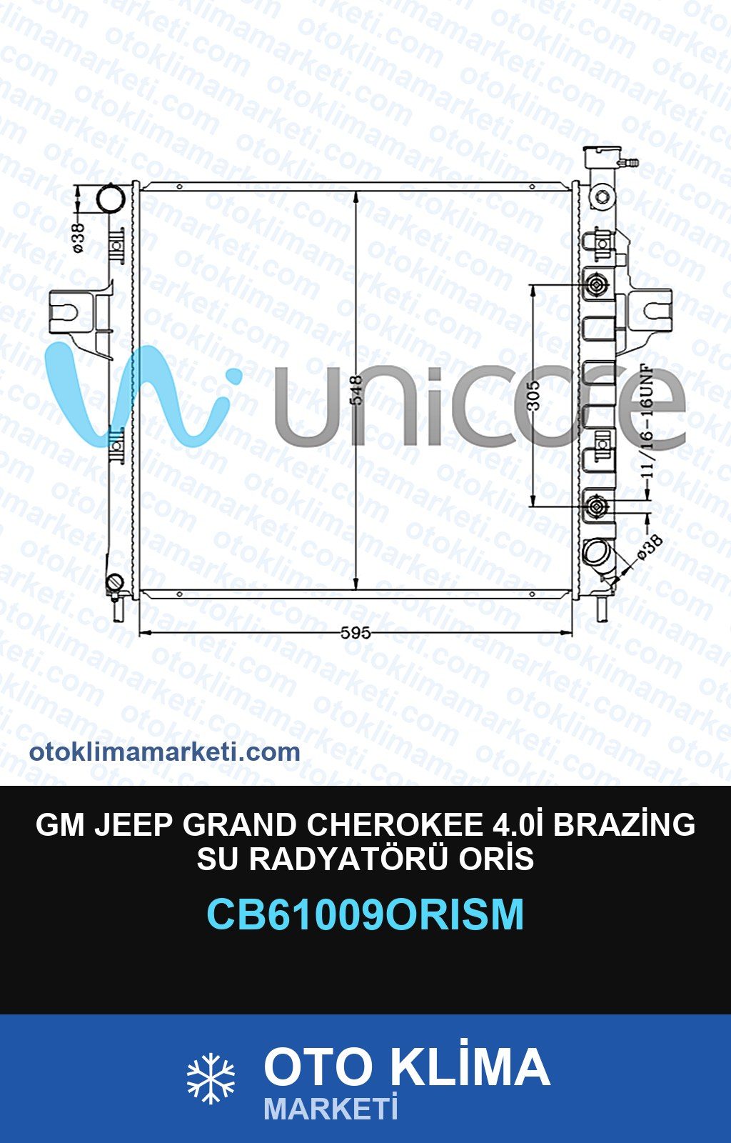 GM Jeep Grand Cherokee 4.0İ Brazing Su Radyatörü Oris — SU RADYATÖRÜ — ORİS marka — Uyumlu: JEEP