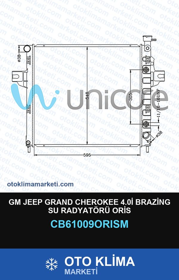 GM Jeep Grand Cherokee 4.0İ Brazing Su Radyatörü Oris — SU RADYATÖRÜ — ORİS marka — Uyumlu: JEEP