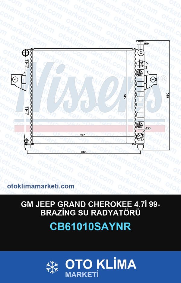 GM Jeep Grand Cherokee 4.7İ 99- Brazing Su Radyatörü — SU RADYATÖRÜ — UNICORE marka — Uyumlu: JEEP