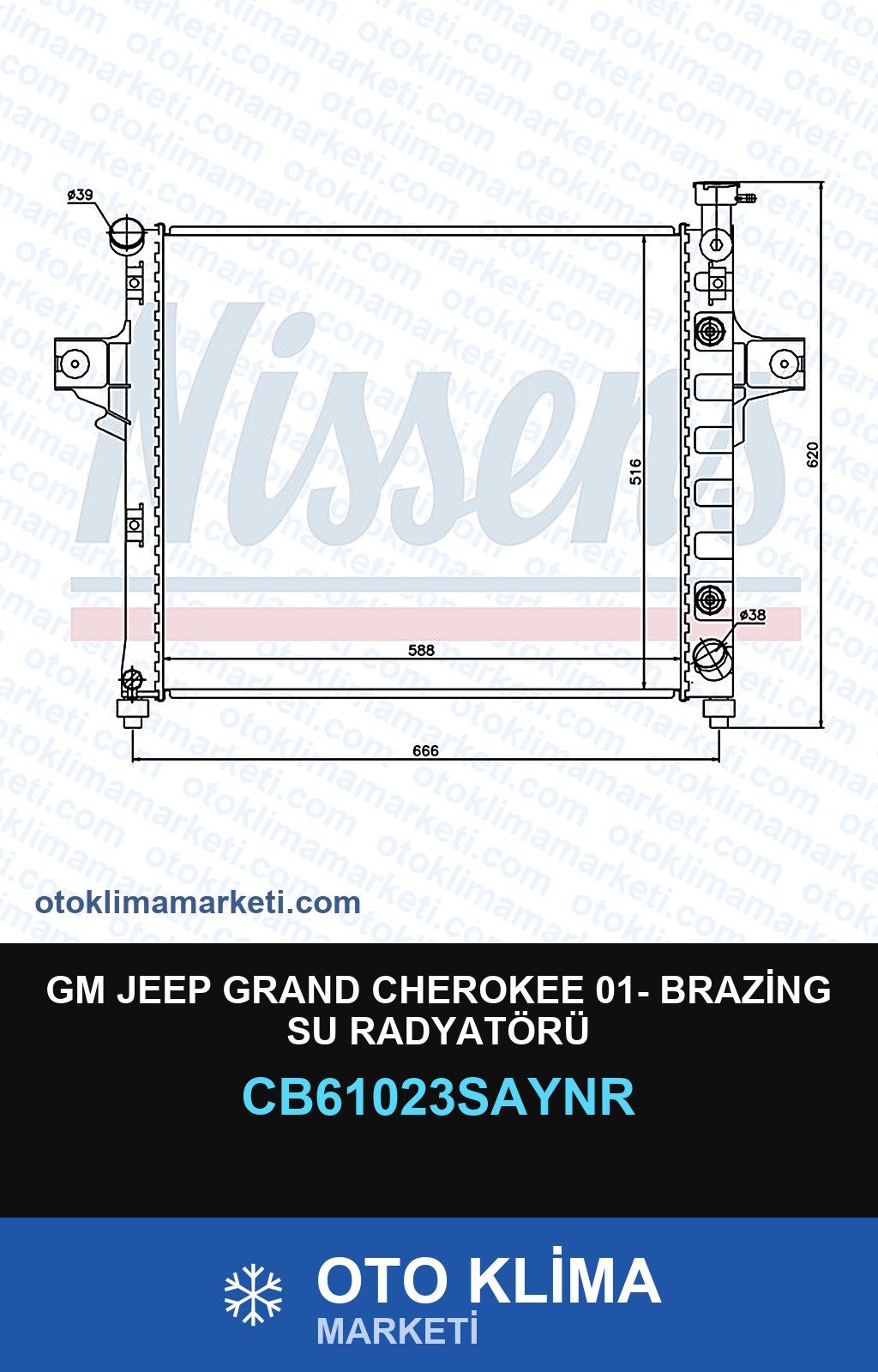 GM Jeep Grand Cherokee 01- Brazing Su Radyatörü — SU RADYATÖRÜ — UNICORE marka — Uyumlu: JEEP