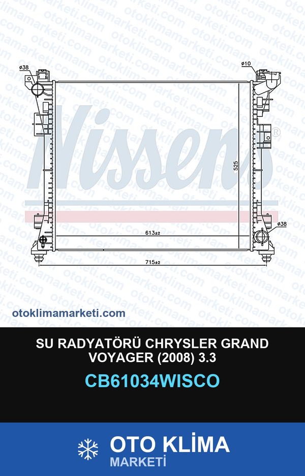Su Radyatörü Chrysler Grand Voyager (2008) 3.3 — SU RADYATÖRÜ — WISCO marka — Uyumlu: CHRYSLER