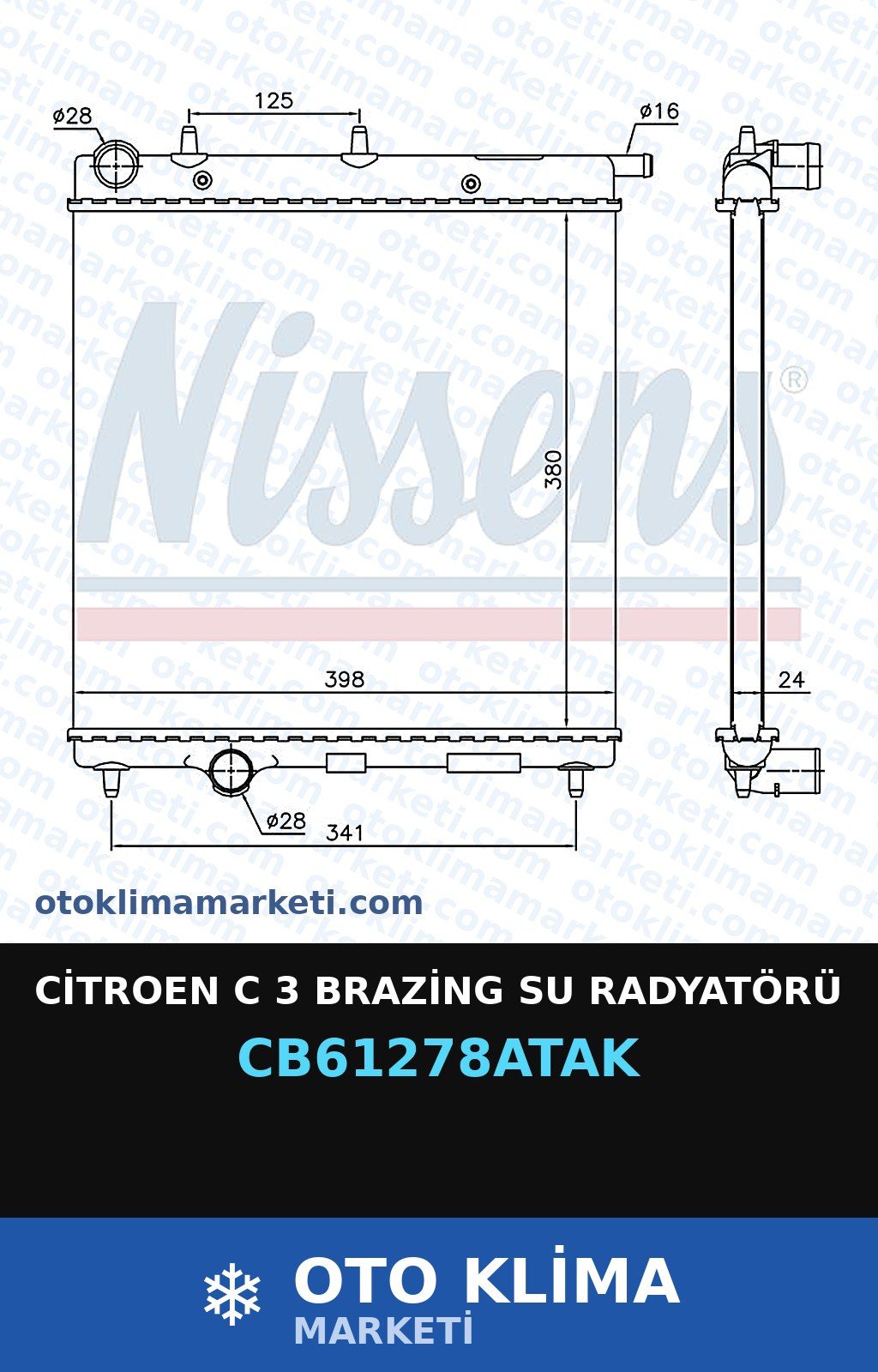 Citroen C 3 Brazing Su Radyatörü — SU RADYATÖRÜ — VEKA marka — Uyumlu: CITROEN
