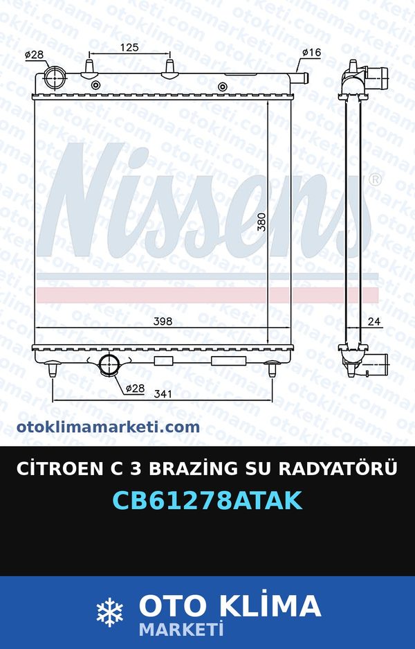Citroen C 3 Brazing Su Radyatörü — SU RADYATÖRÜ — VEKA marka — Uyumlu: CITROEN