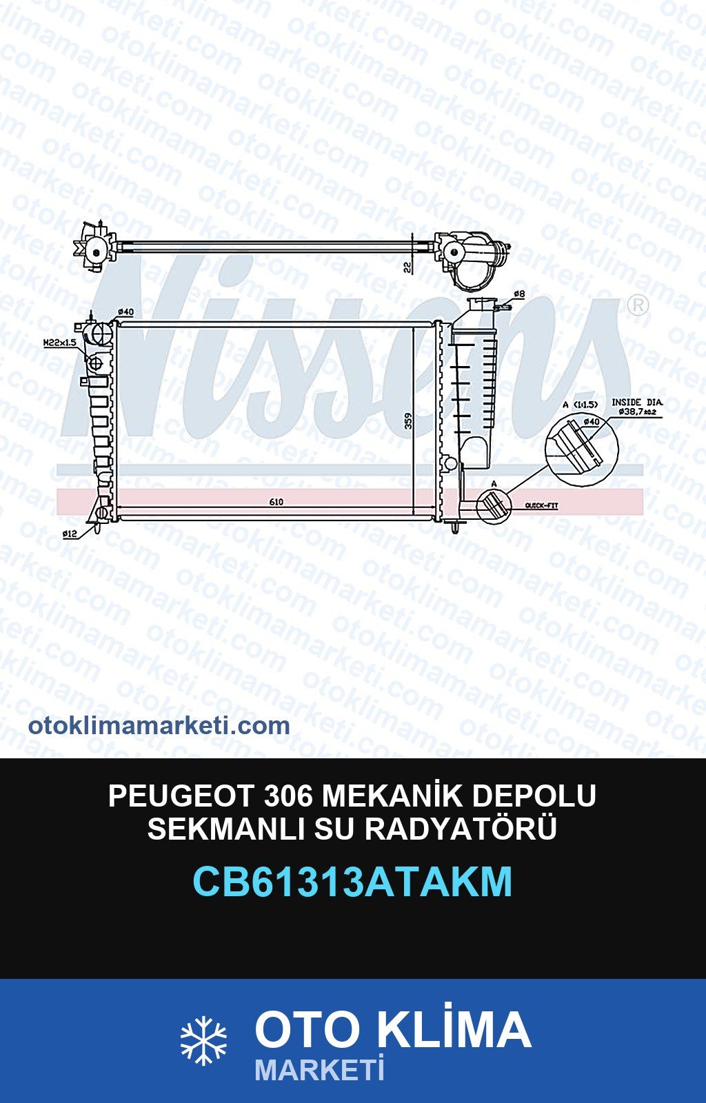 Peugeot 306 Mekanik Depolu Sekmanlı Su Radyatörü — SU RADYATÖRÜ — VEKA marka — Uyumlu: PEUGEOT