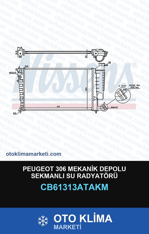 Peugeot 306 Mekanik Depolu Sekmanlı Su Radyatörü — SU RADYATÖRÜ — VEKA marka — Uyumlu: PEUGEOT