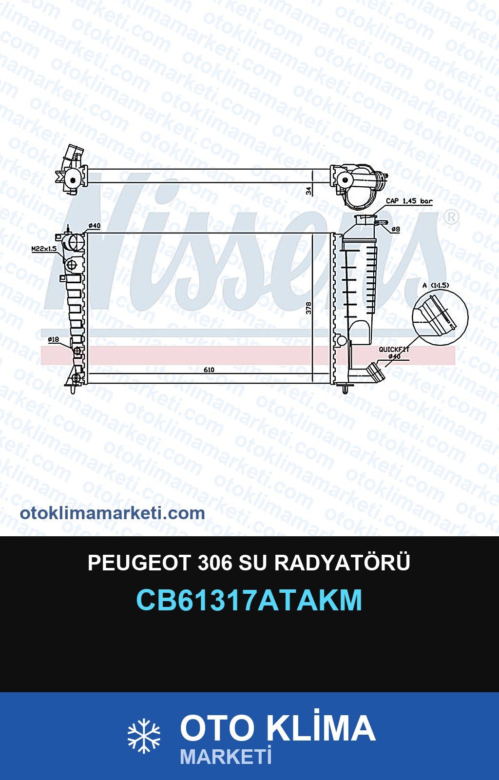 Peugeot 306 Su Radyatörü — SU RADYATÖRÜ — VEKA marka — Uyumlu: PEUGEOT