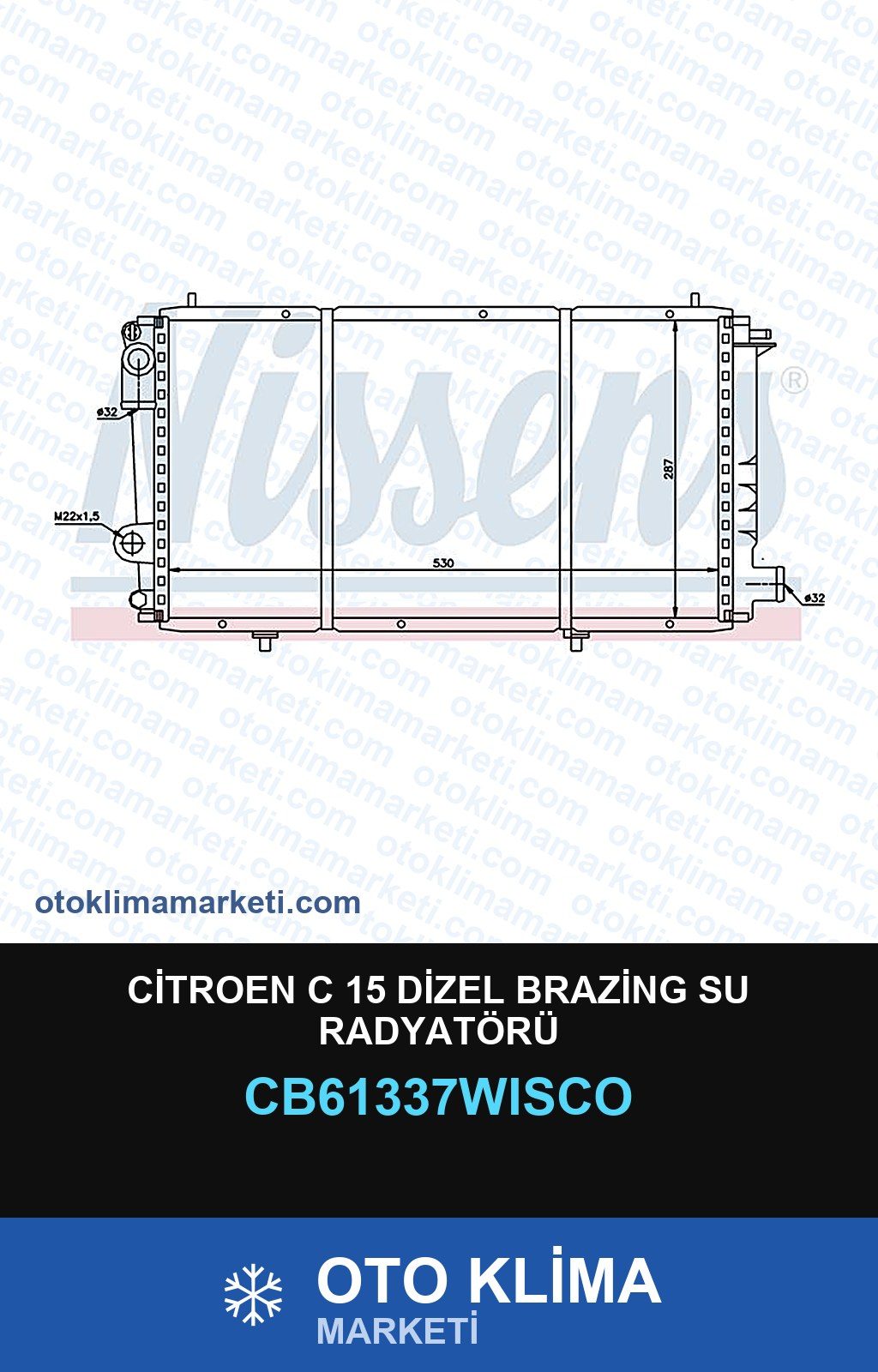 Citroen C 15 Dizel Brazing Su Radyatörü — SU RADYATÖRÜ — WISCO marka — Uyumlu: CITROEN