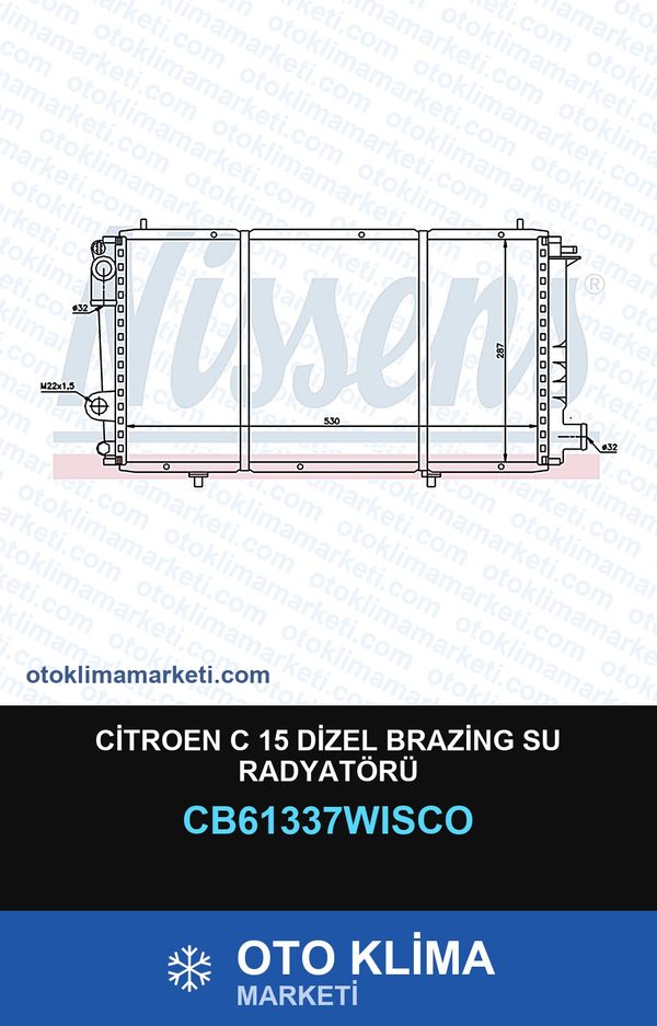 Citroen C 15 Dizel Brazing Su Radyatörü — SU RADYATÖRÜ — WISCO marka — Uyumlu: CITROEN