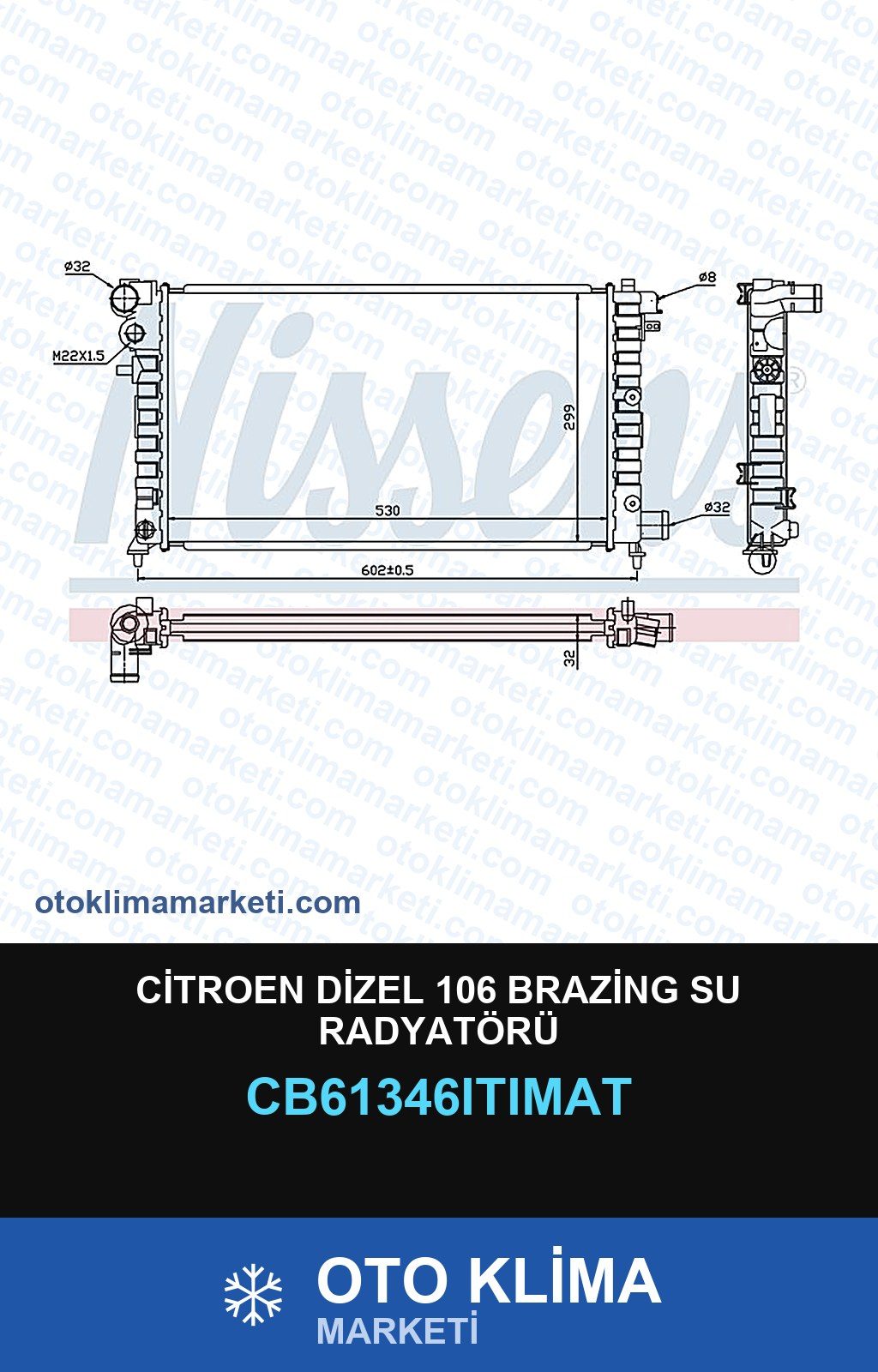 Citroen Dizel 106 Brazing Su Radyatörü — SU RADYATÖRÜ — SRF marka — Uyumlu: CITROEN