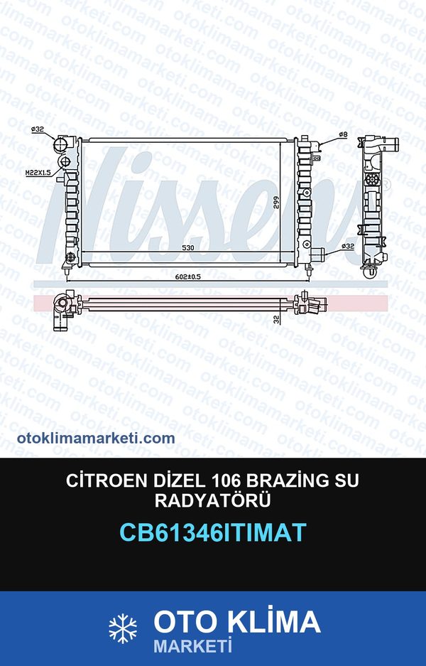 Citroen Dizel 106 Brazing Su Radyatörü — SU RADYATÖRÜ — SRF marka — Uyumlu: CITROEN