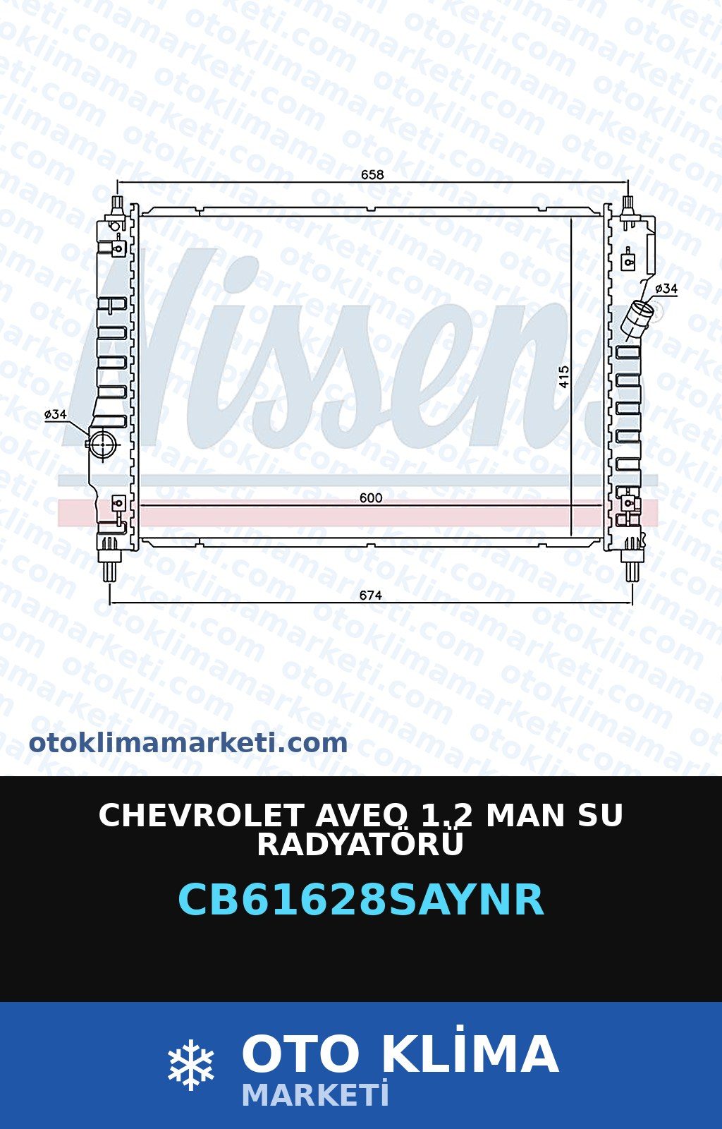 Chevrolet Aveo 1.2 MAN Su Radyatörü — SU RADYATÖRÜ — UNICORE marka — Uyumlu: CHEVROLET, MAN