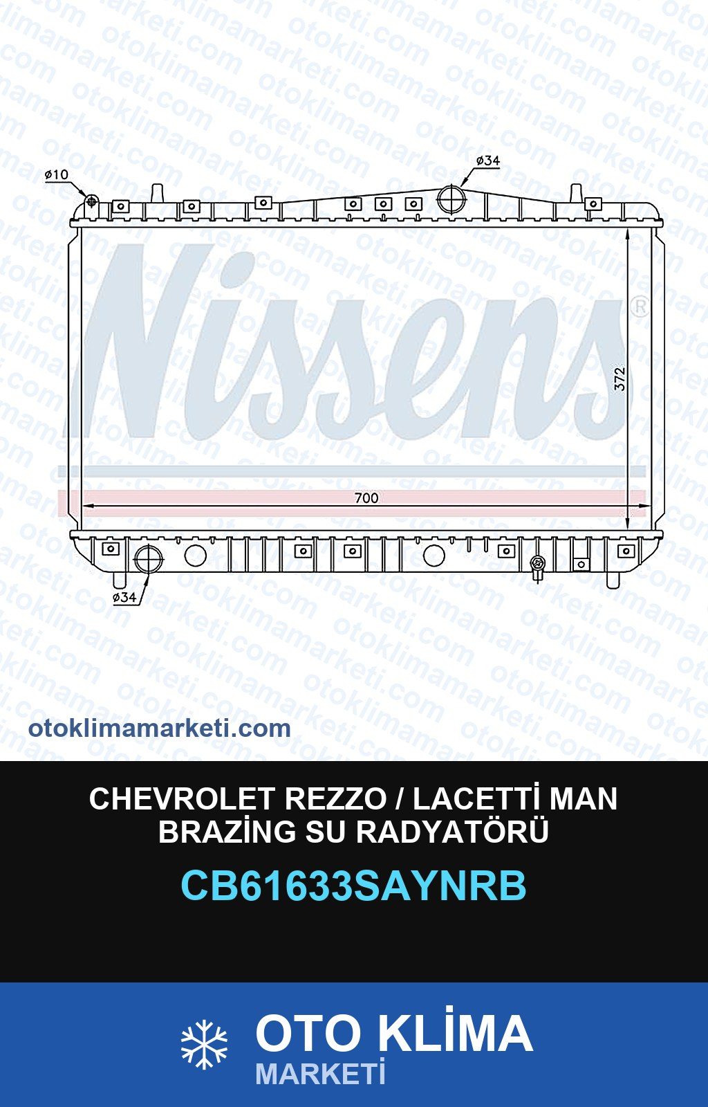 Chevrolet Rezzo / Lacetti MAN Brazing Su Radyatörü — SU RADYATÖRÜ — UNICORE marka — Uyumlu: CHEVROLET, MAN