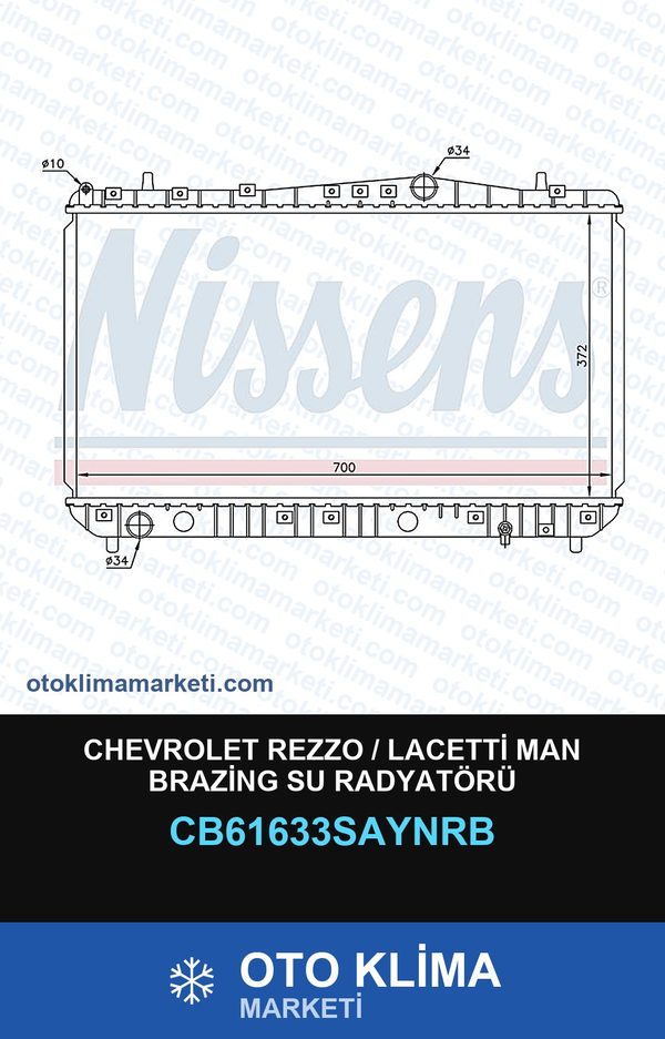 Chevrolet Rezzo / Lacetti MAN Brazing Su Radyatörü — SU RADYATÖRÜ — UNICORE marka — Uyumlu: CHEVROLET, MAN