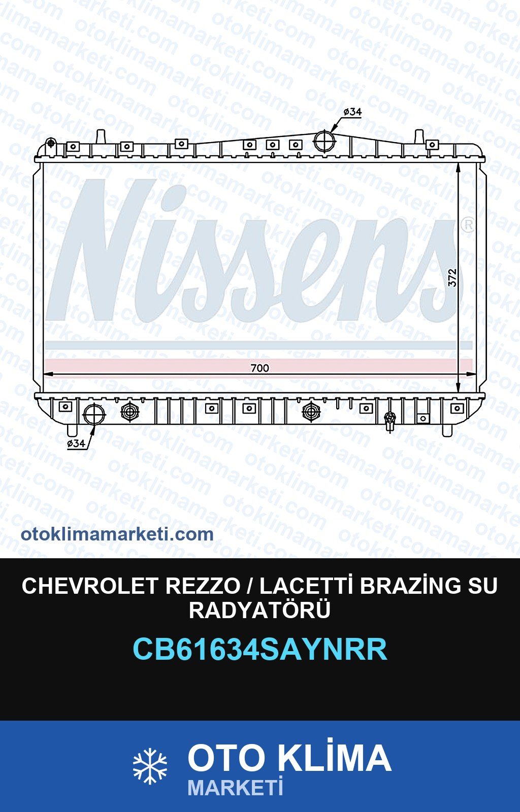 Chevrolet Rezzo / Lacetti Brazing Su Radyatörü — SU RADYATÖRÜ — UNICORE marka — Uyumlu: CHEVROLET
