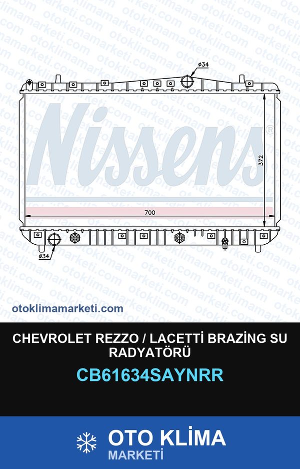 Chevrolet Rezzo / Lacetti Brazing Su Radyatörü — SU RADYATÖRÜ — UNICORE marka — Uyumlu: CHEVROLET