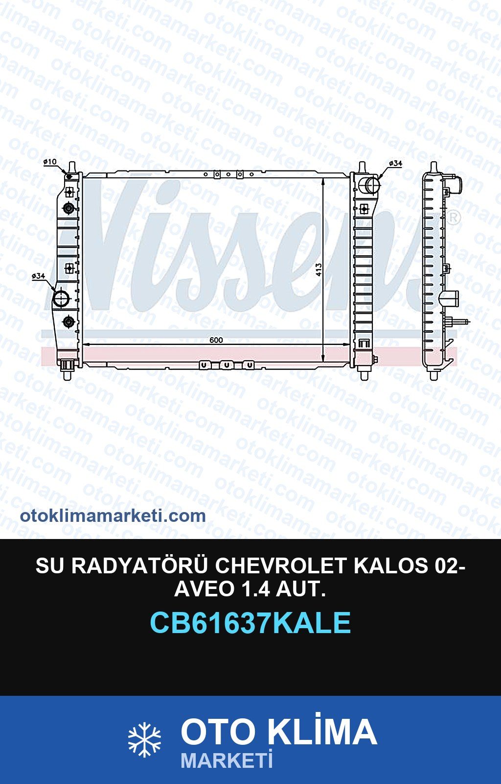 Su Radyatörü Chevrolet Kalos 02- Aveo 1.4 Aut. — SU RADYATÖRÜ — KALE marka — Uyumlu: CHEVROLET