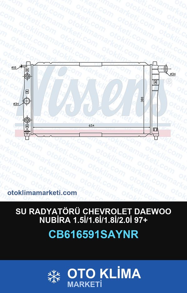 Su Radyatörü Chevrolet Daewoo Nubira 1.5İ/1.6İ/1.8İ/2.0İ 97+ — SU RADYATÖRÜ — COOLTECH marka — Uyumlu: CHEVROLET, DAEWOO