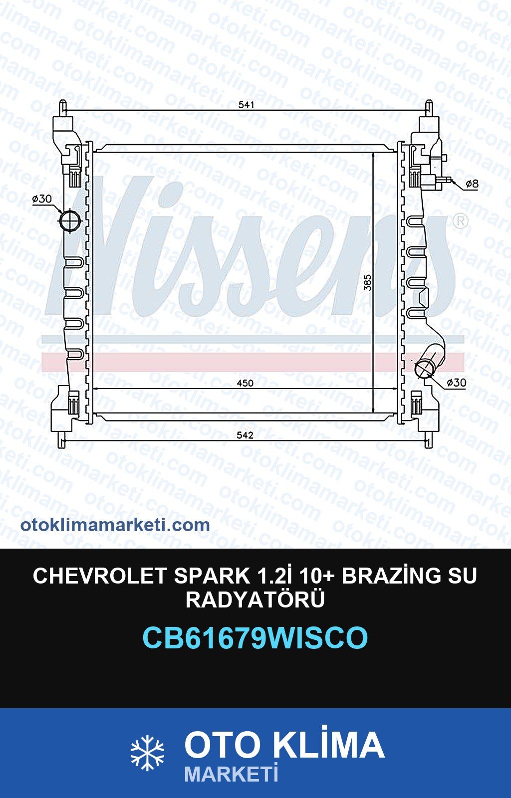 Chevrolet Spark 1.2İ 10+ Brazing Su Radyatörü — SU RADYATÖRÜ — WISCO marka — Uyumlu: CHEVROLET