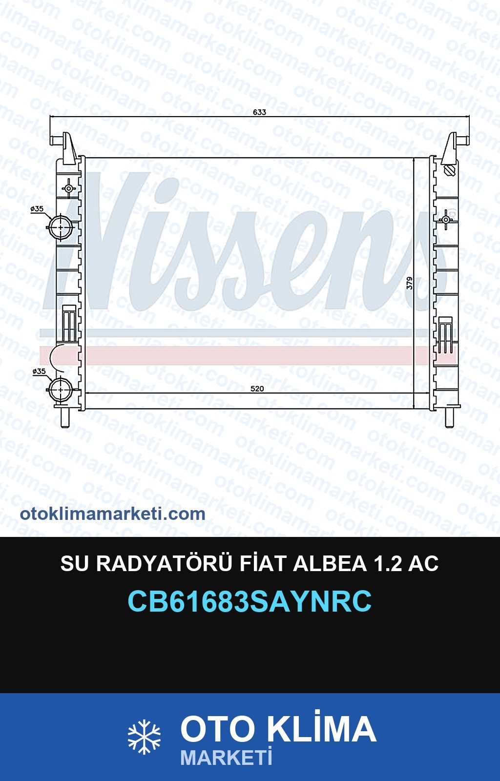 Su Radyatörü Fiat Albea 1.2 AC — SU RADYATÖRÜ — COOLTECH marka — Uyumlu: FIAT
