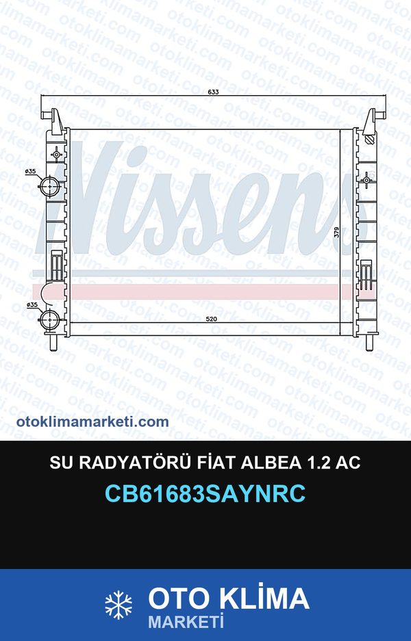 Su Radyatörü Fiat Albea 1.2 AC — SU RADYATÖRÜ — COOLTECH marka — Uyumlu: FIAT
