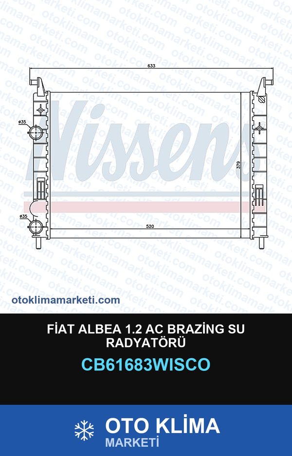 Fiat Albea 1.2 AC Brazing Su Radyatörü — SU RADYATÖRÜ — WISCO marka — Uyumlu: FIAT