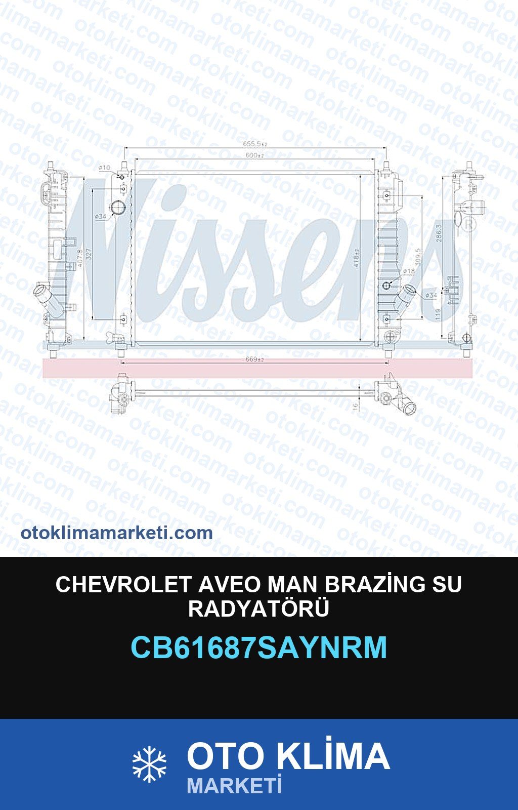 Chevrolet Aveo MAN Brazing Su Radyatörü — SU RADYATÖRÜ — UNICORE marka — Uyumlu: CHEVROLET, MAN