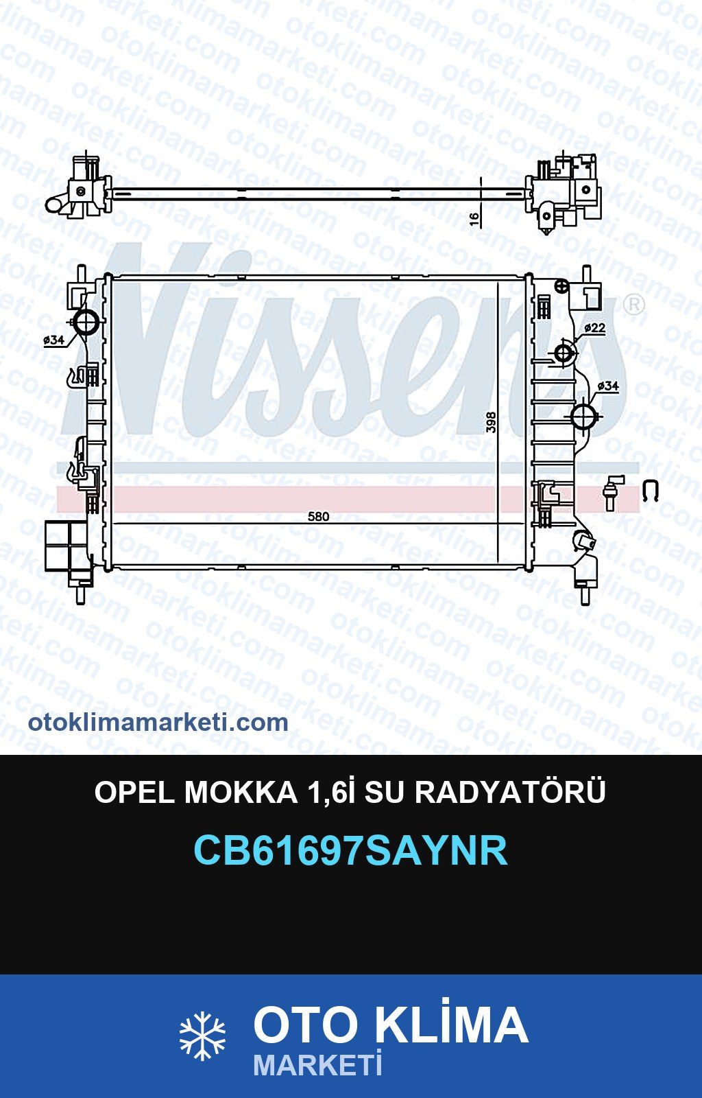Opel Mokka 1,6İ Su Radyatörü — SU RADYATÖRÜ — UNICORE marka — Uyumlu: OPEL