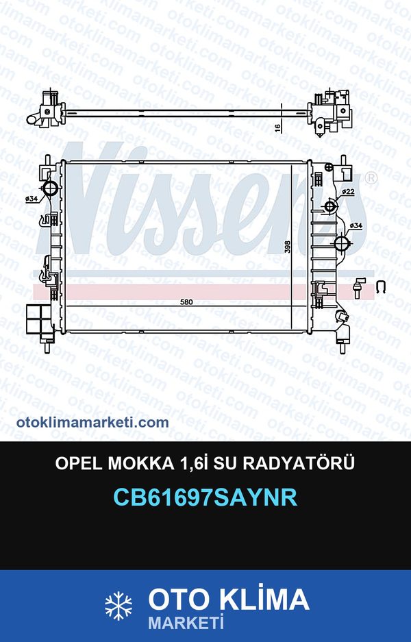 Opel Mokka 1,6İ Su Radyatörü — SU RADYATÖRÜ — UNICORE marka — Uyumlu: OPEL